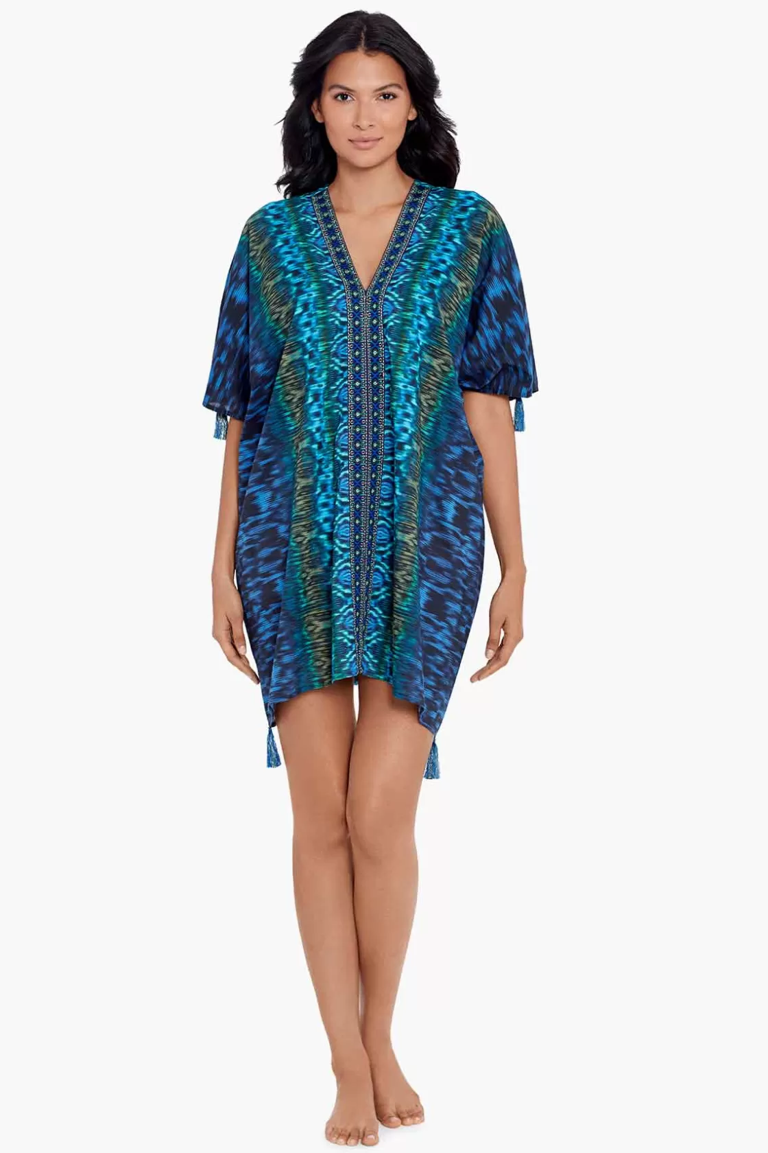 Miraclesuit Tankini Tops | Dd+ Cup^Alhambra Caftan Swim Cover Up Blue/Multi