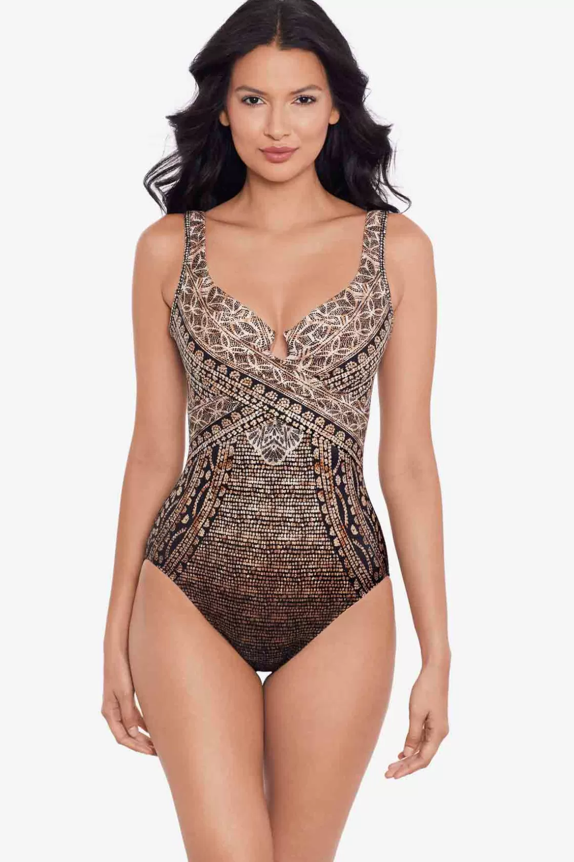 Miraclesuit Bandeau | One Piece^Cappadocia Criss Cross Escape One Piece Swimsuit Black/Multi