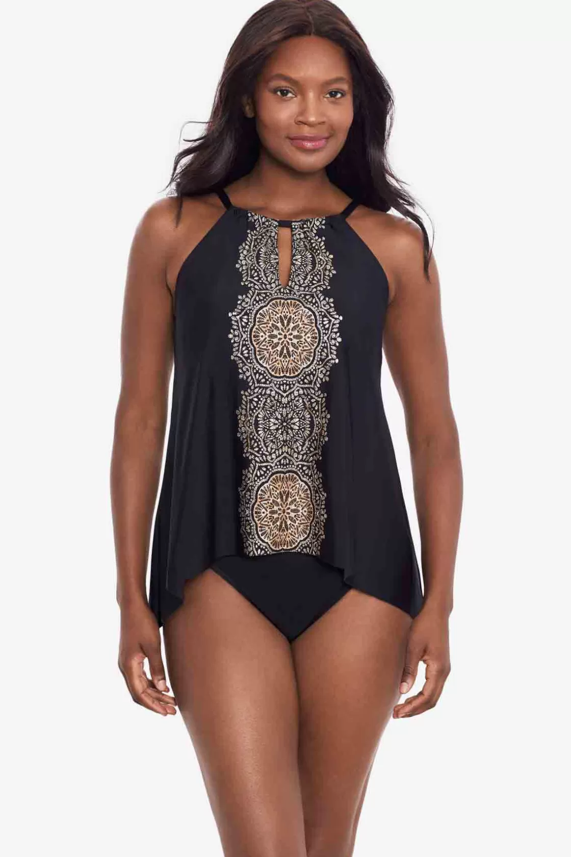 Miraclesuit Swim Dress | One Piece^Cappadocia Peephole Tankini Top Black/Multi