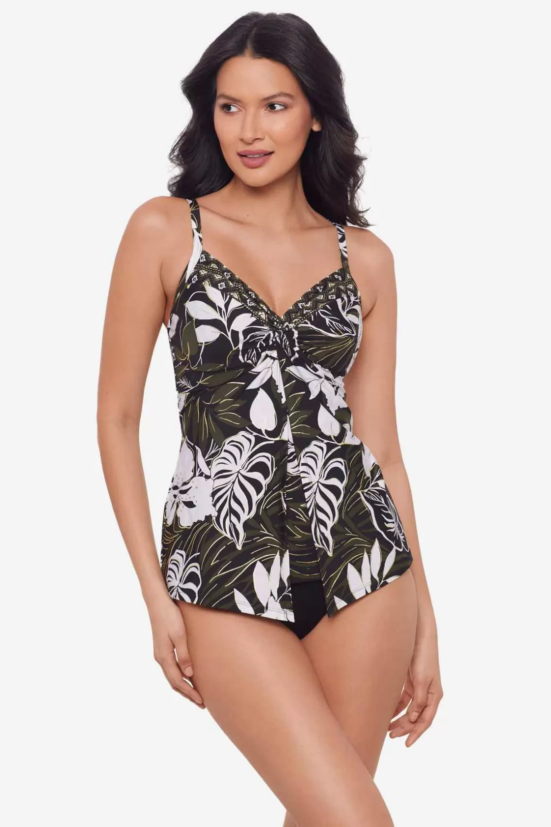 Miraclesuit Swim Dress^Elle Dorado Love Knot Tankini Top Black/Multi