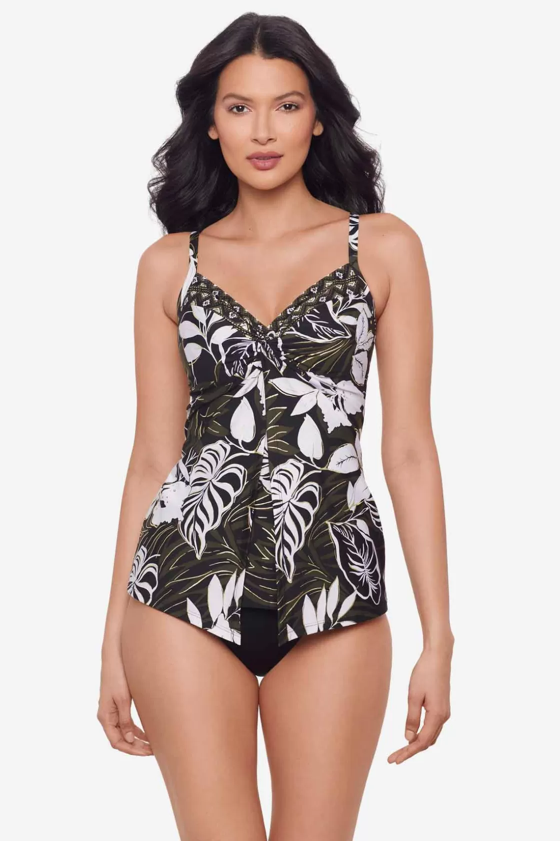 Miraclesuit Swim Dress | One Piece^Elle Dorado Love Knot Tankini Top DD-Cup Black/Multi