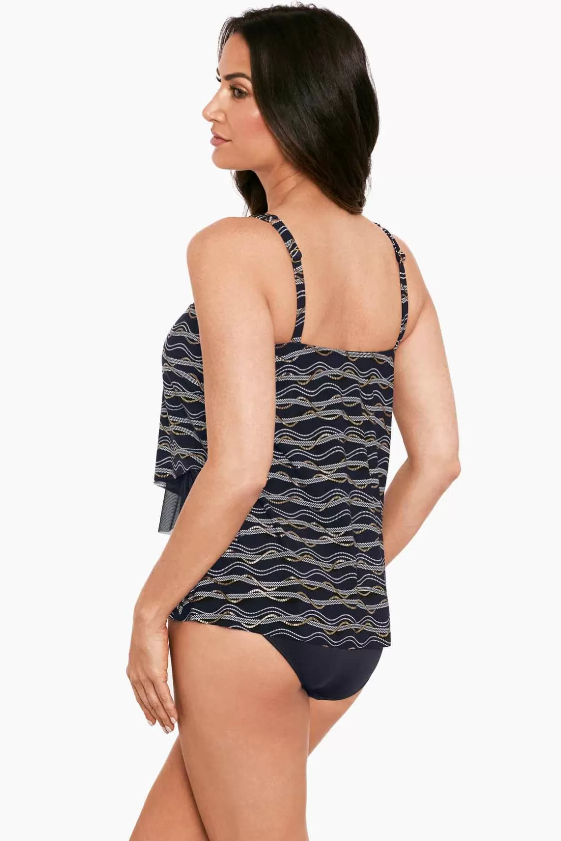 Miraclesuit One Piece | Dd+ Cup^Linked In Mirage Tankini Top DD-Cup Black/Multi