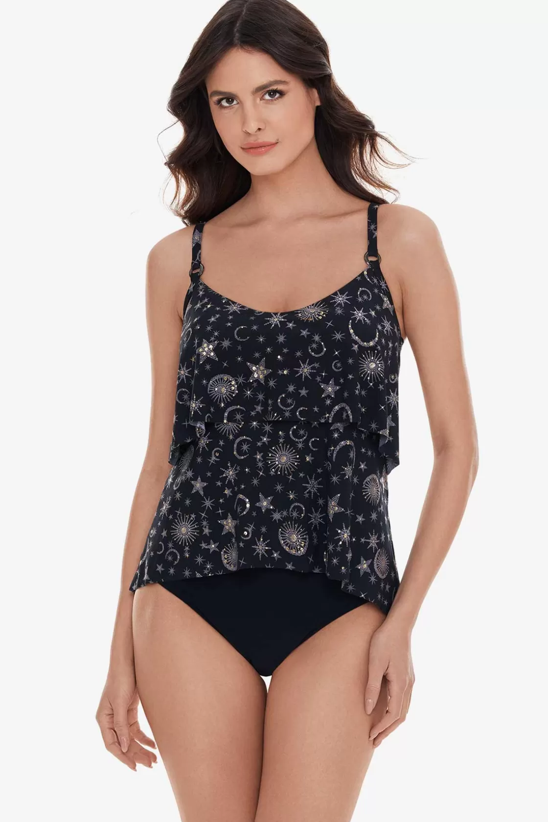 Miraclesuit Swim Dress | One Piece^Lucky Stars Grace Tankini Top Black/Gold