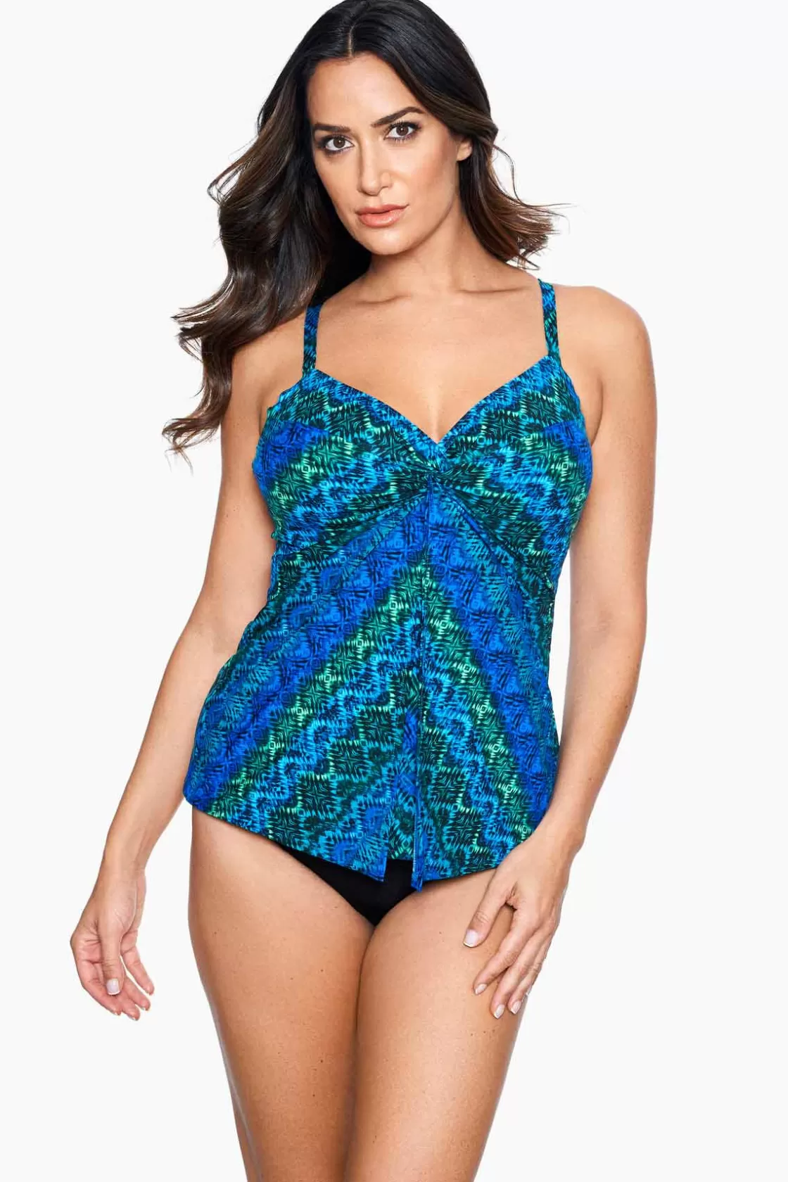 Miraclesuit One Piece | Dd+ Cup^Ocean Ombre Love Knot Tankini Top DD-Cup Blue/Multi