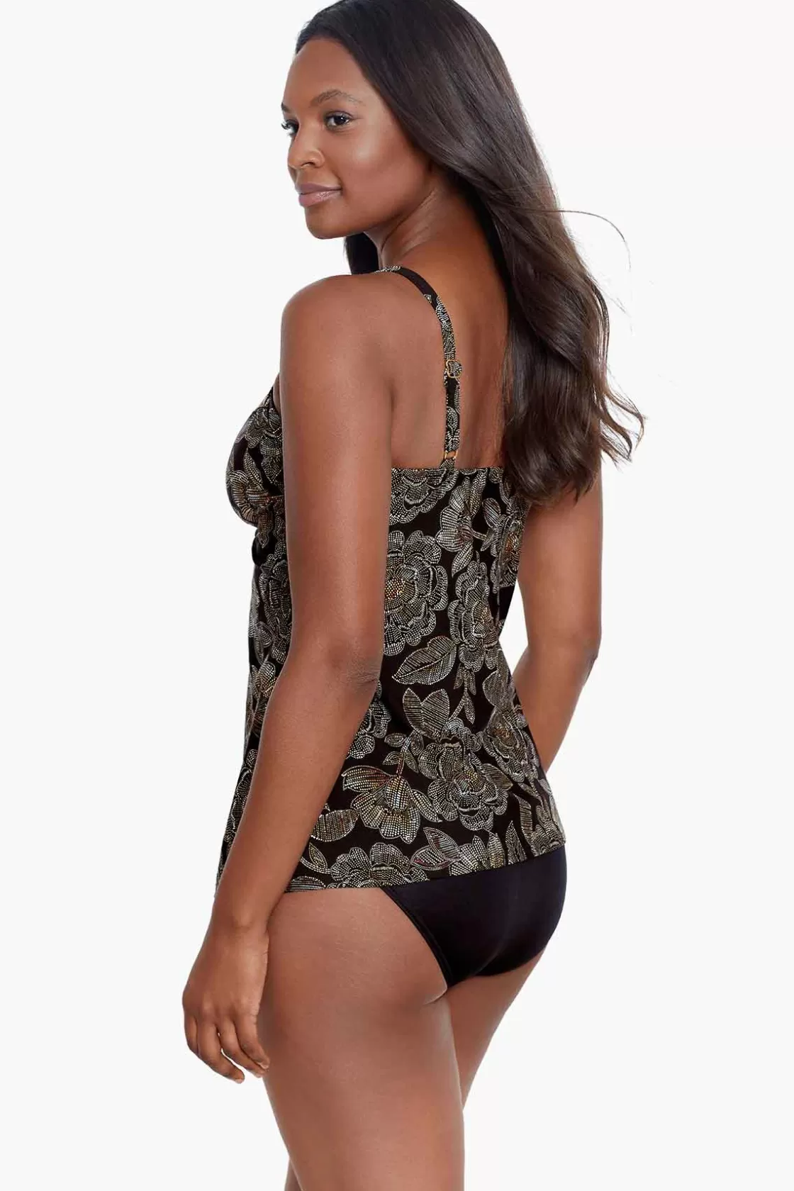 Miraclesuit Swim Dress | One Piece^Petal Pusher Love Knot Tankini Top Black/Multi