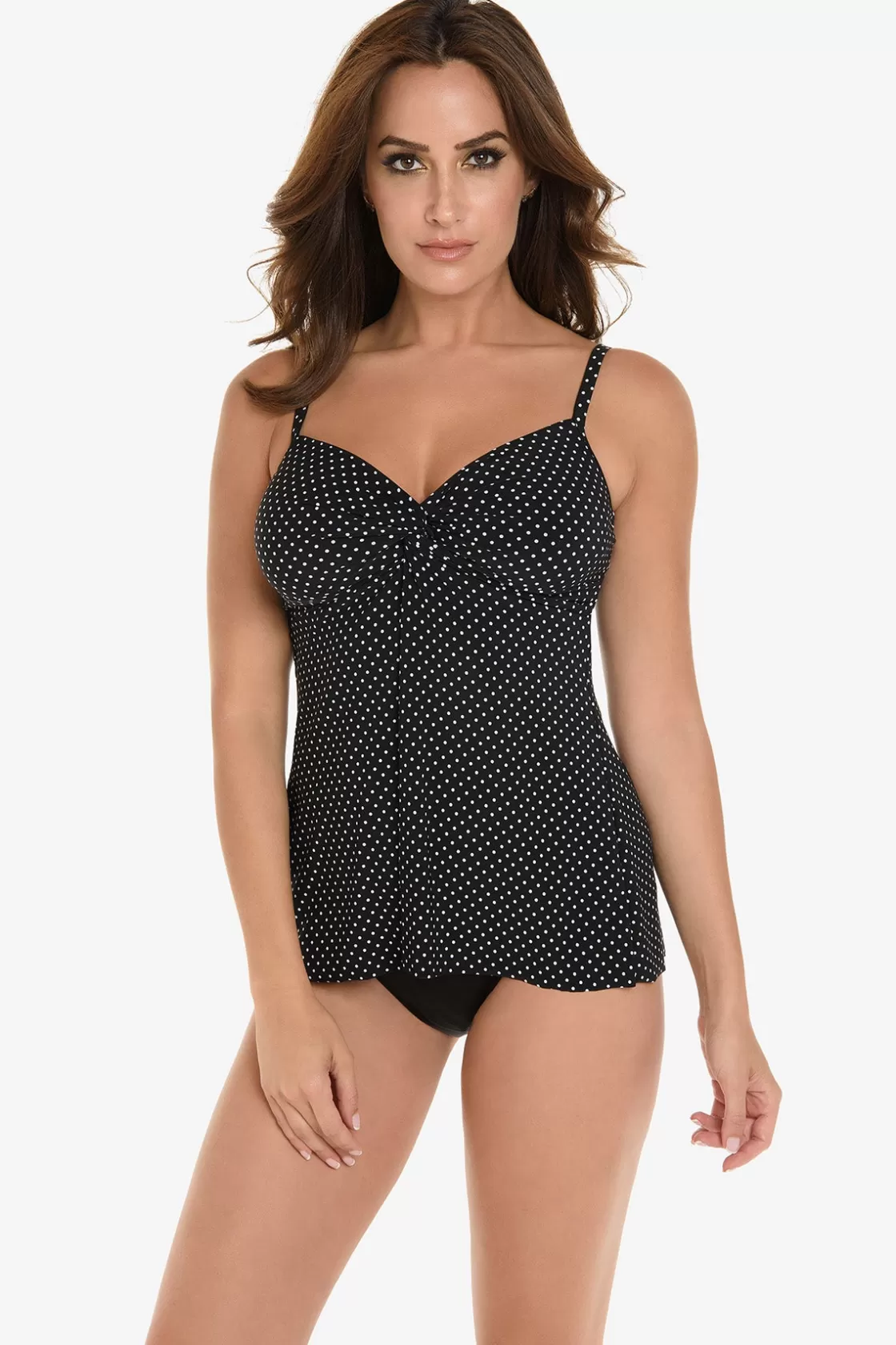 Miraclesuit One Piece | Dd+ Cup^Pin Point Roswell Tankini Top Black/White