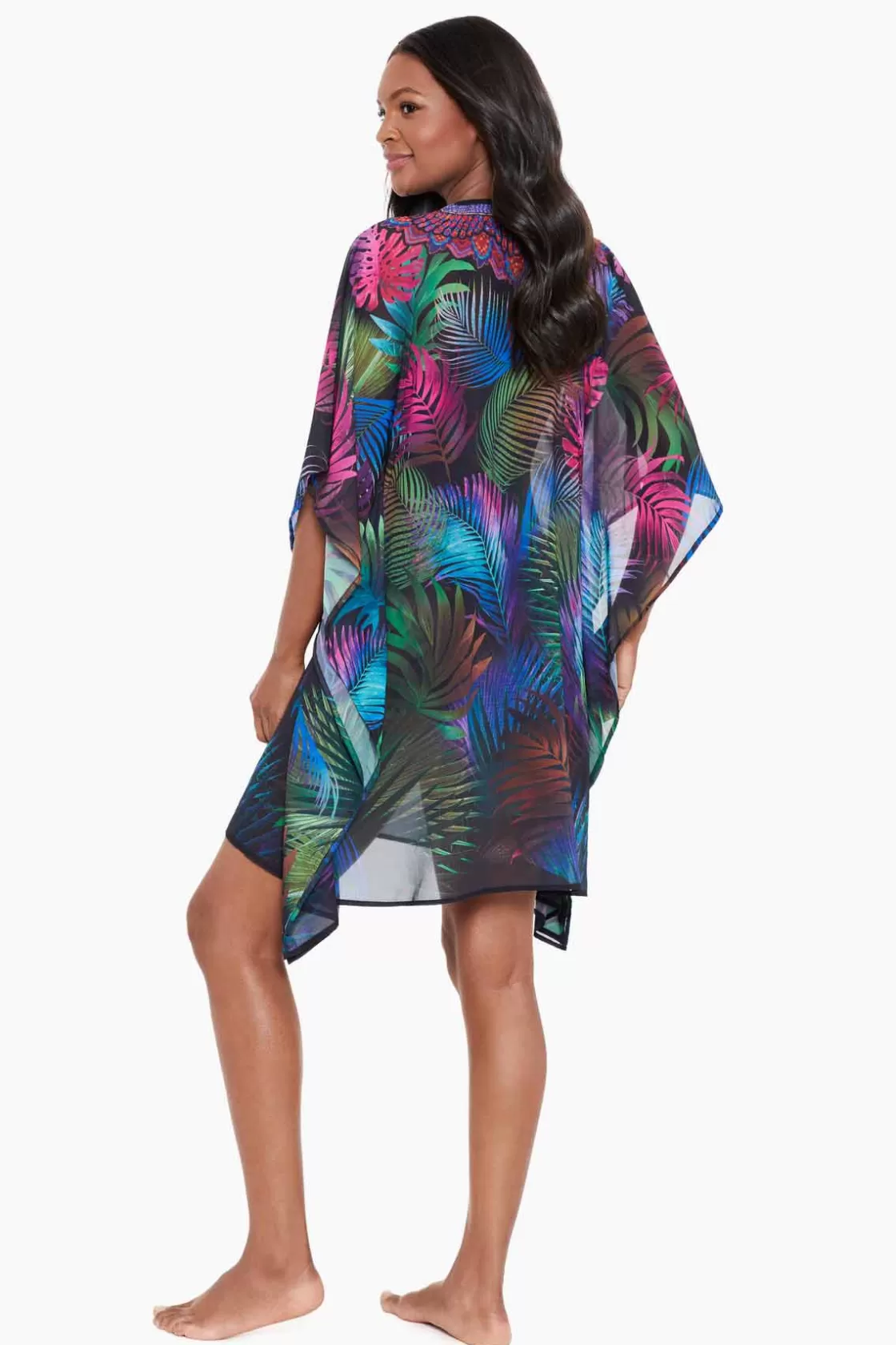 Miraclesuit Tankini Tops | Plus^Pixel Palmas Caftan Swim Cover Up Black/Multi