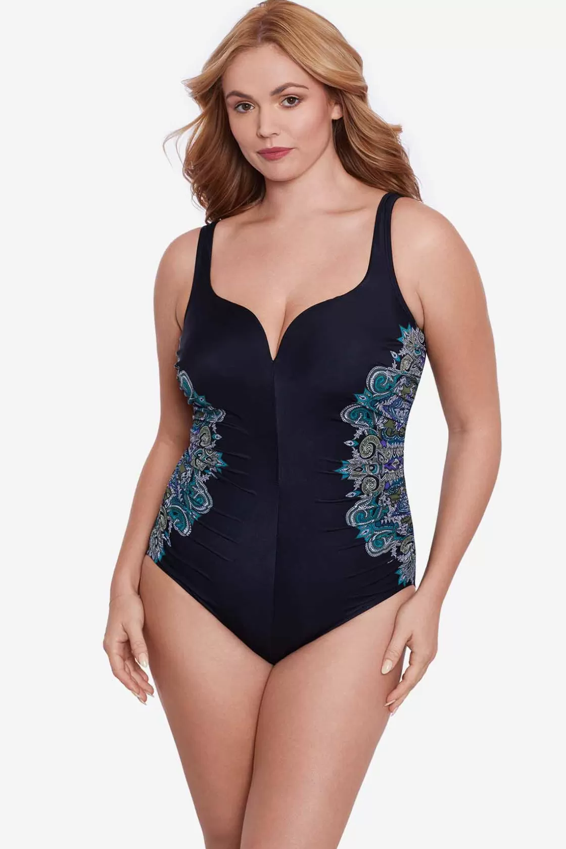 Miraclesuit One Piece^Plus Size Precioso Temptress One Piece Swimsuit Black/Multi