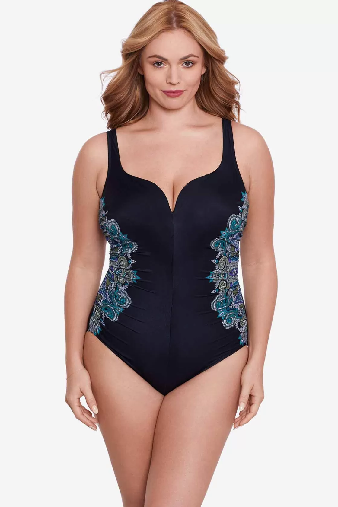 Miraclesuit One Piece^Plus Size Precioso Temptress One Piece Swimsuit Black/Multi