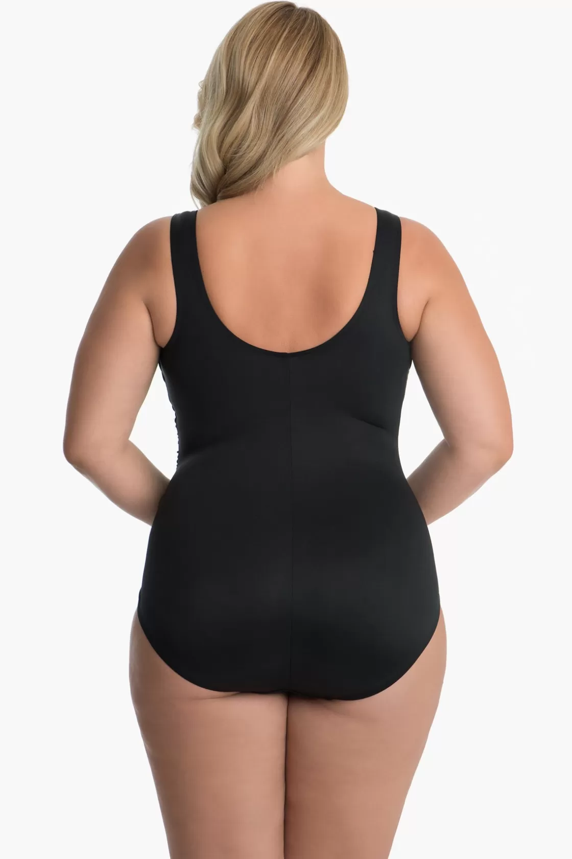 Miraclesuit One Piece^Plus Size Solid Sideswipe One Piece Swimsuit Black