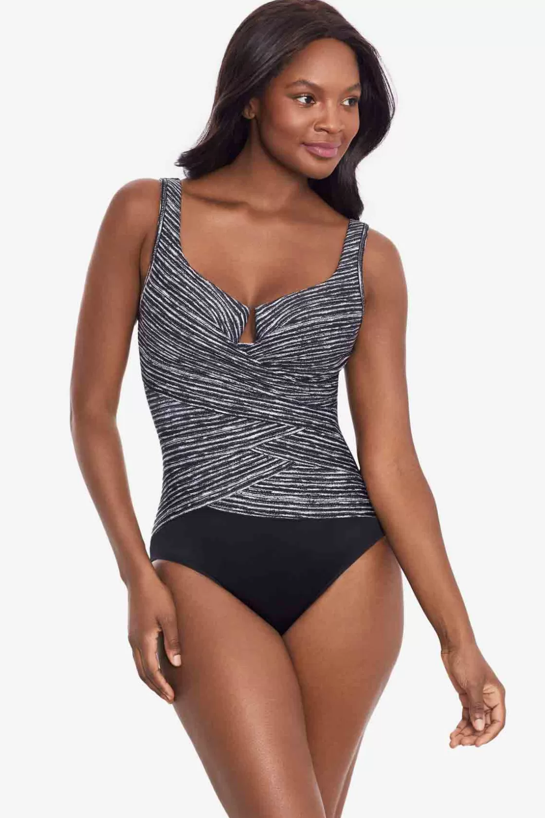 Miraclesuit One Piece^Selenite Layered Escape One Piece Swimsuit Black/White