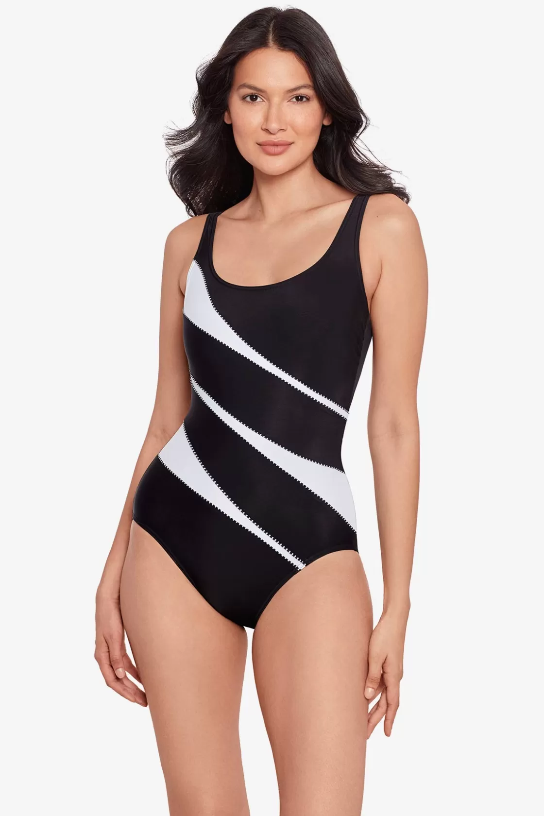 Miraclesuit Cover Ups^Spectra Helix One Piece Swimsuit Black/White