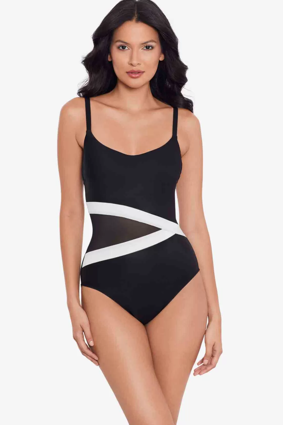 Miraclesuit Cover Ups^Spectra Lyra One Piece Swimsuit Black/White