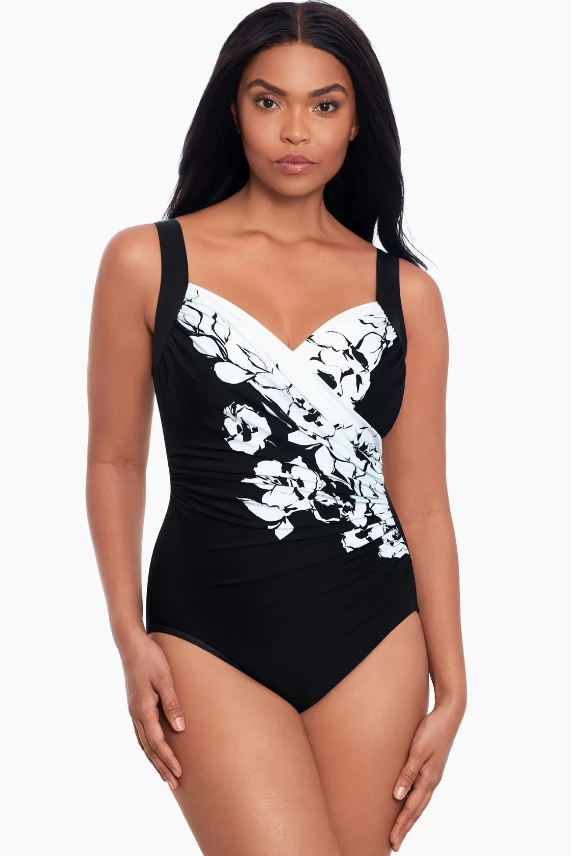 Miraclesuit One Piece^Sub Rosa Sanibel One Piece Swimsuit DD-Cup Black/White