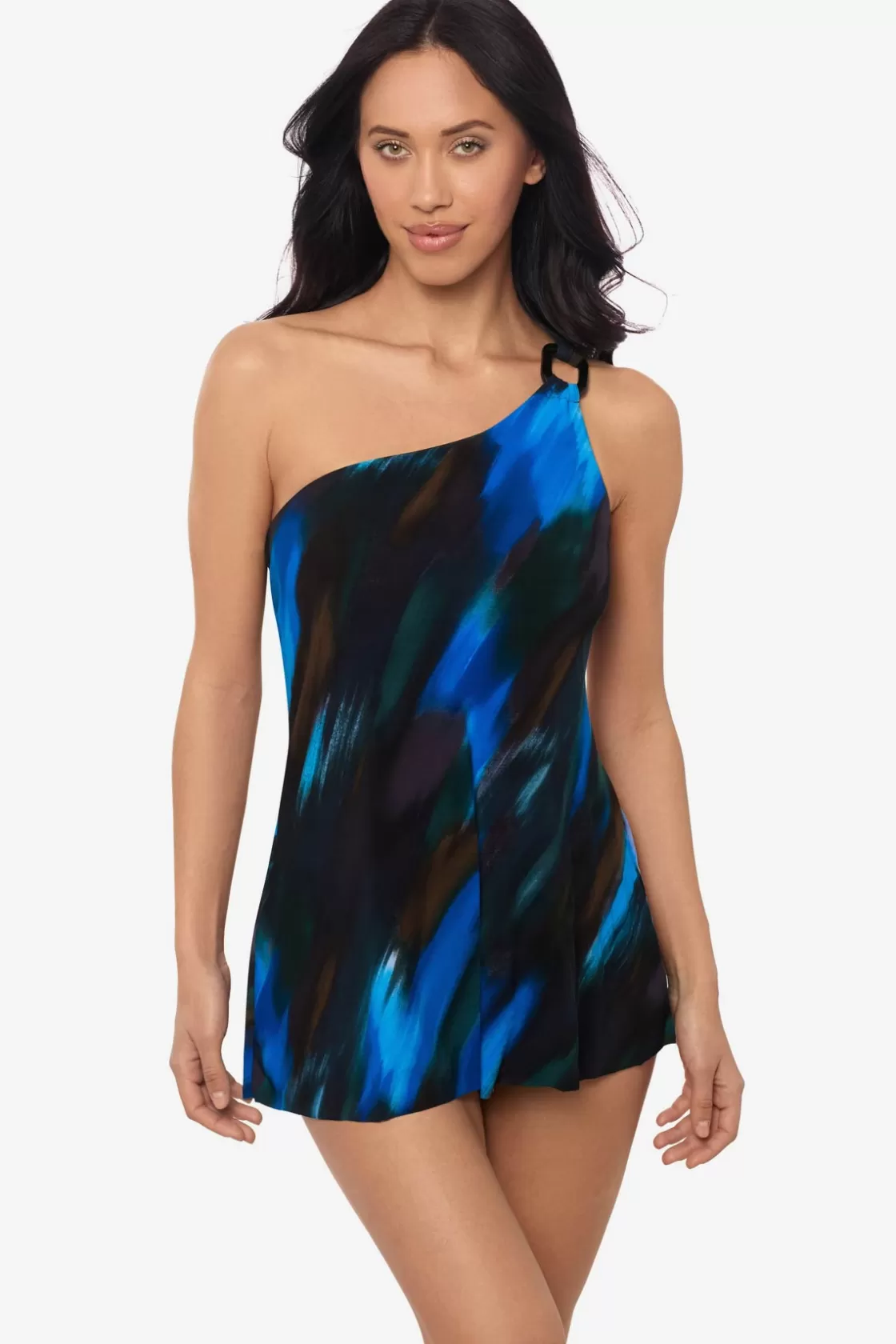 Miraclesuit Tankini Tops^Swipe Right Amal One Piece Swim Dress Blue/Multi