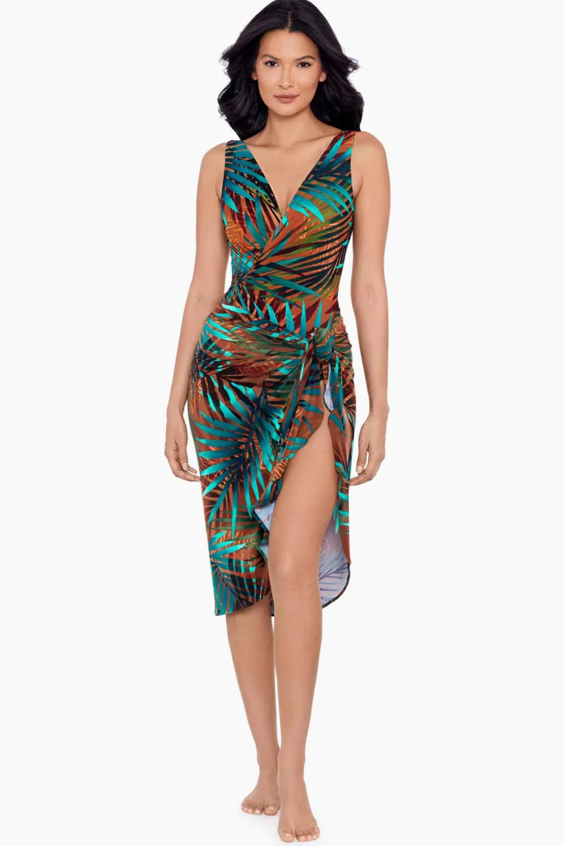 Miraclesuit Tankini Tops | Plus^Tamara Tigre Long Sarong Swim Cover Up Multi