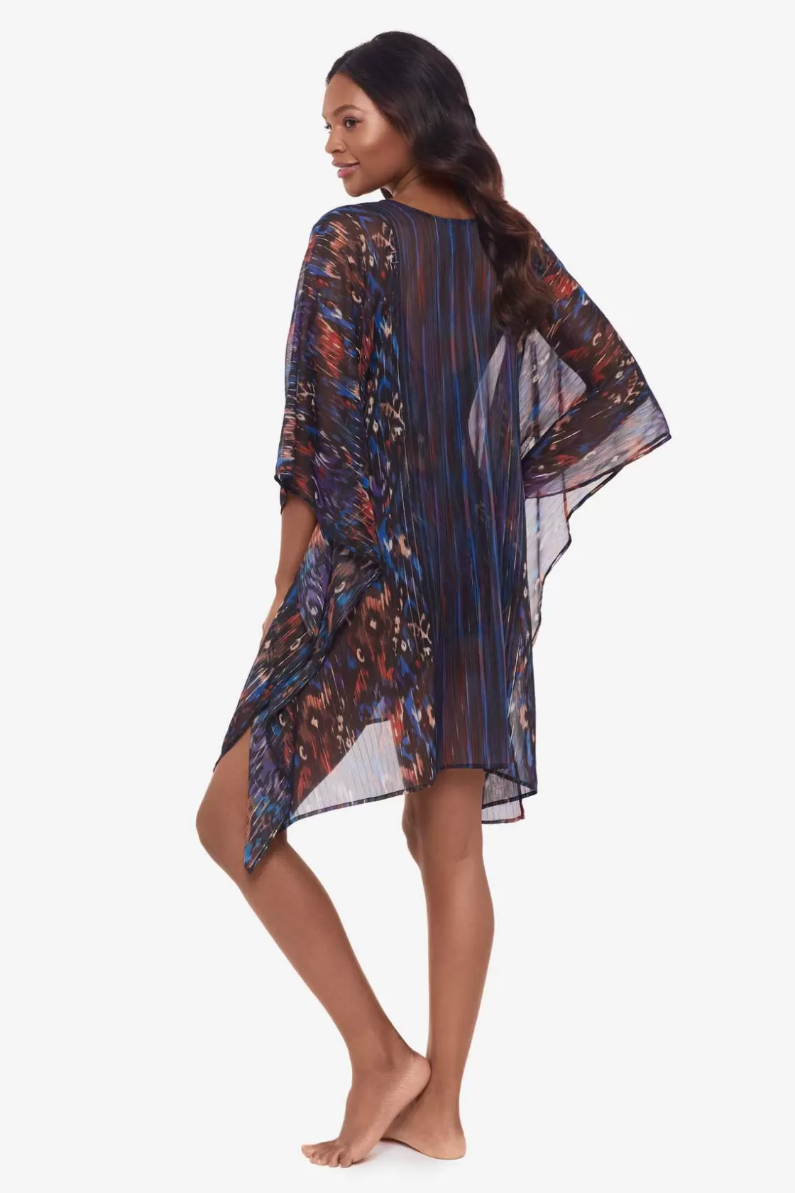 Miraclesuit Tankini Tops | Dd+ Cup^Tapiz Caftan Swim Cover Up Black/Multi