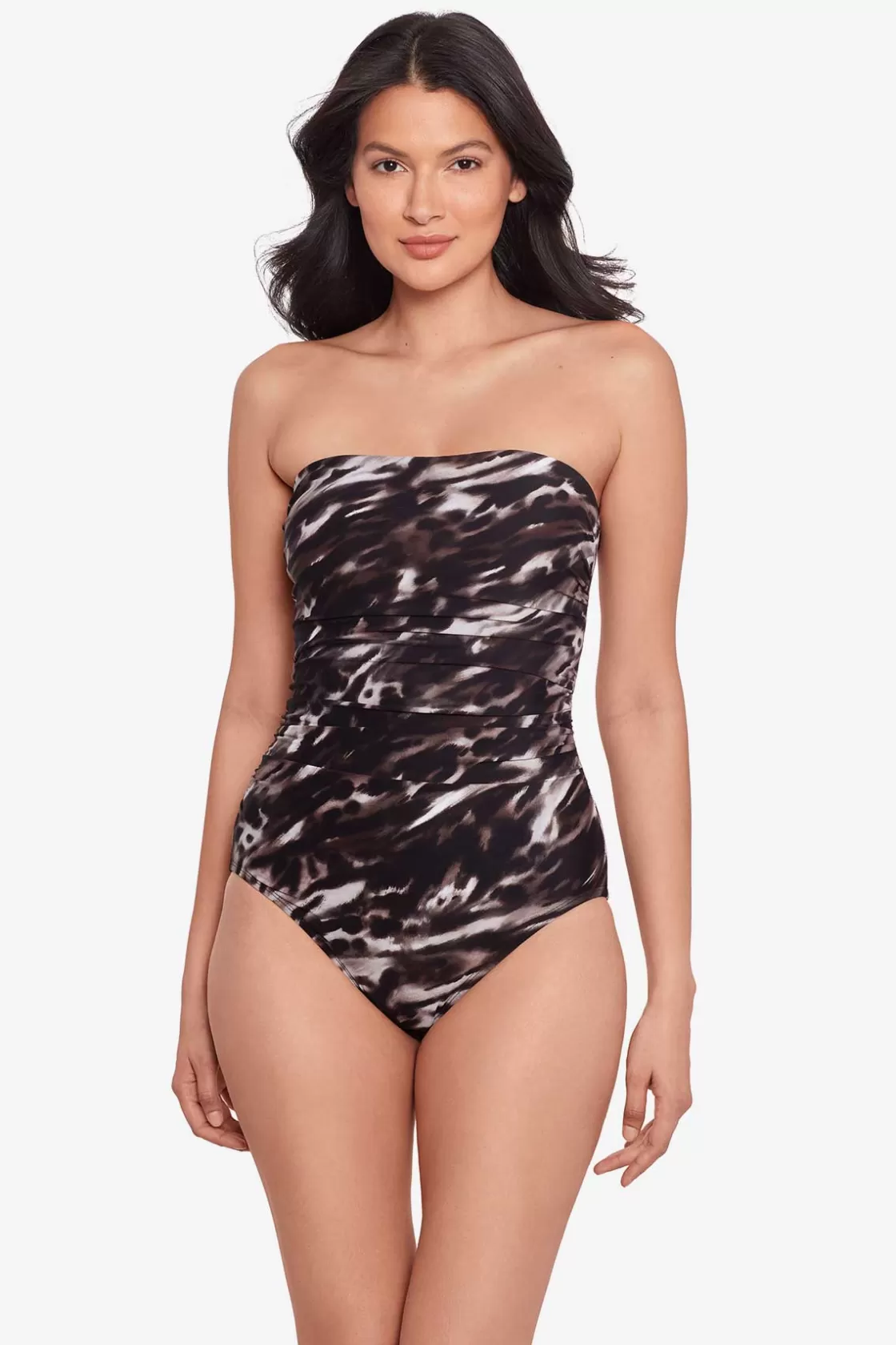 Miraclesuit Tankini Tops^Tempest Avanti Bandeau Swimsuit Black/Brown