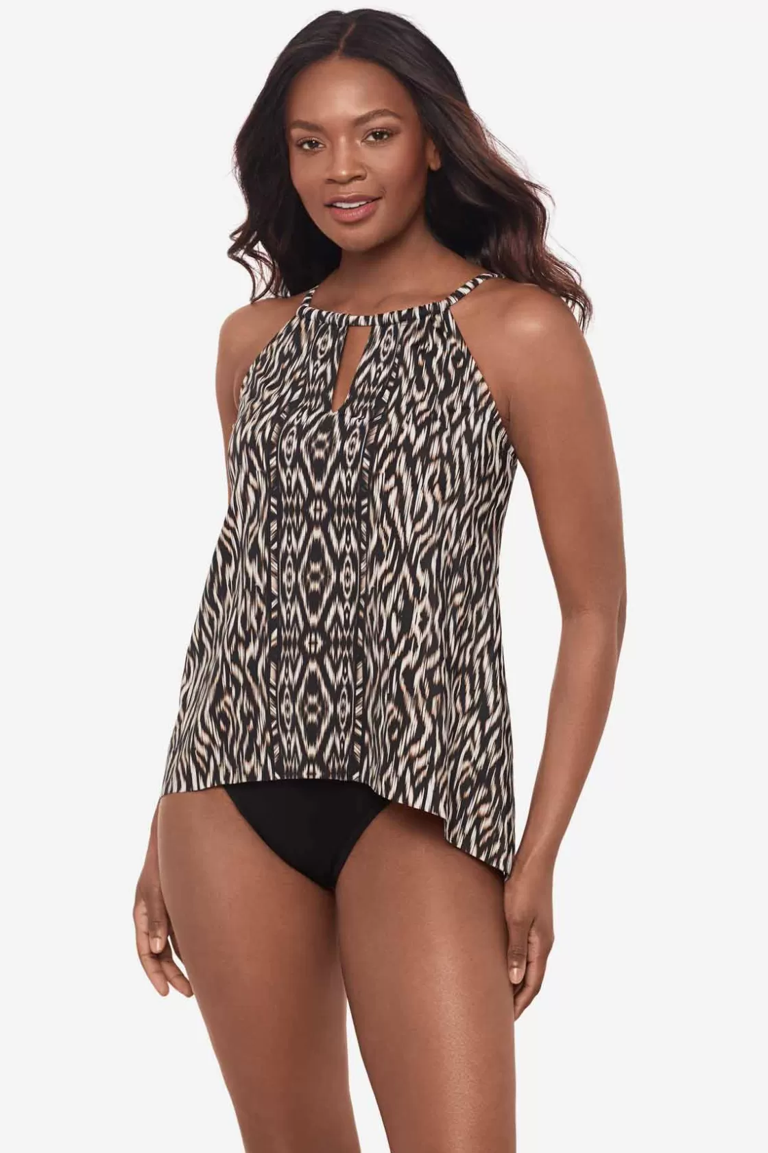 Miraclesuit Swim Dress | One Piece^Topkapi Peephole Tankini Top Black/Multi