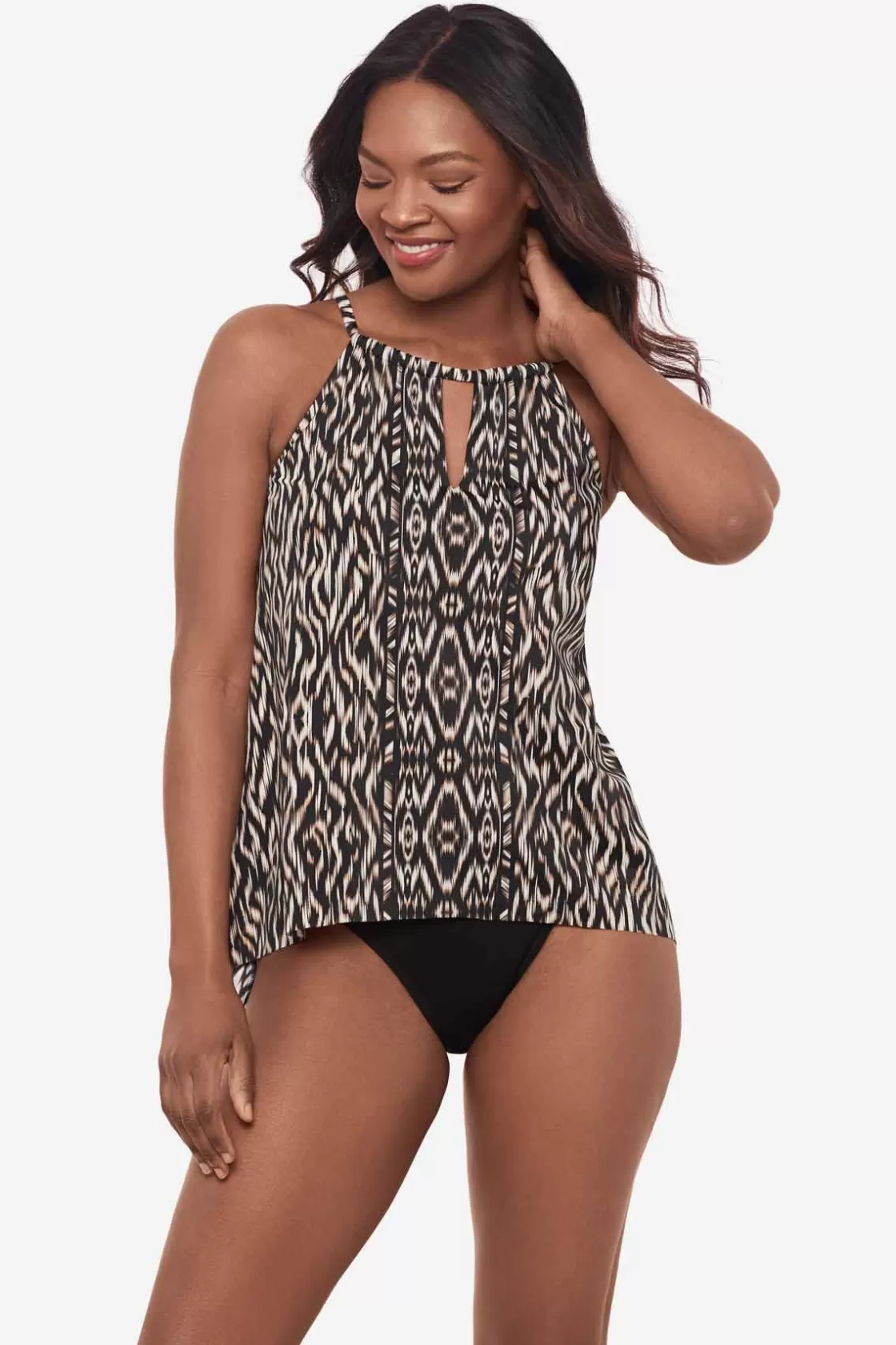 Miraclesuit Swim Dress | One Piece^Topkapi Peephole Tankini Top Black/Multi