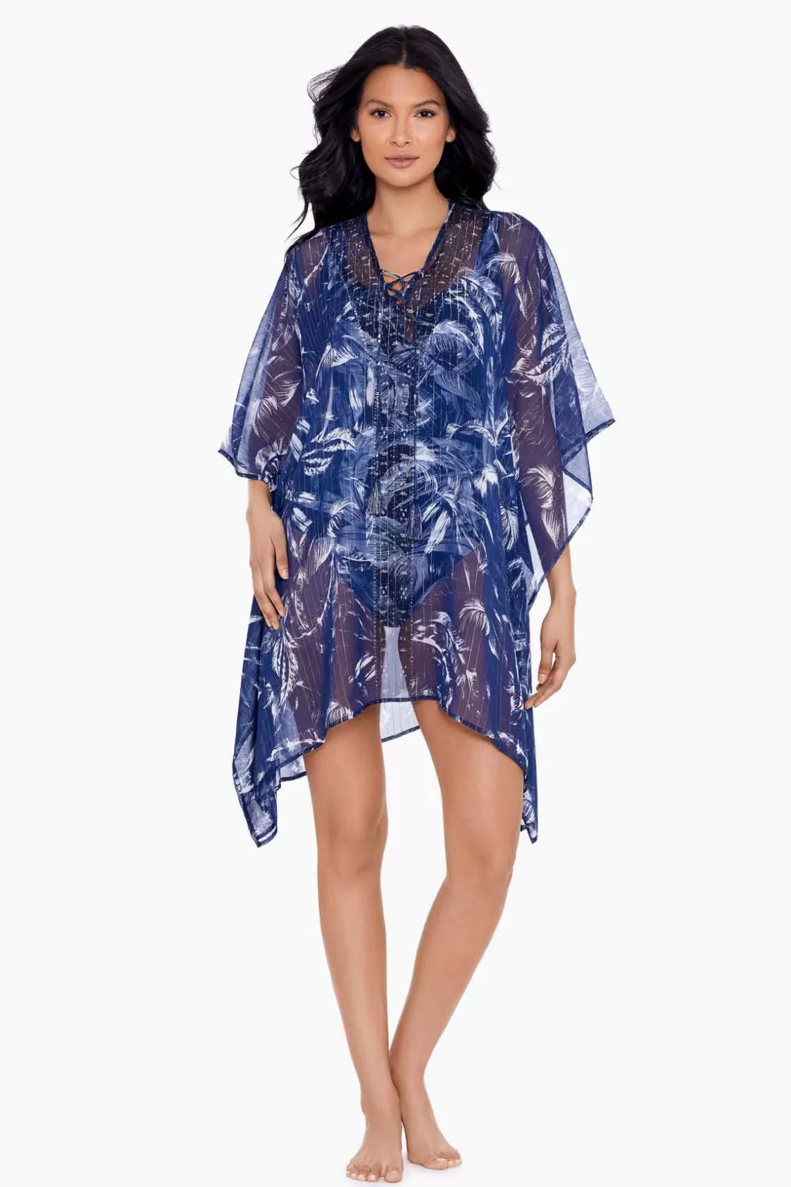 Miraclesuit Tankini Tops | Plus^Tropica Toile Caftan Swim Cover Up Midnight