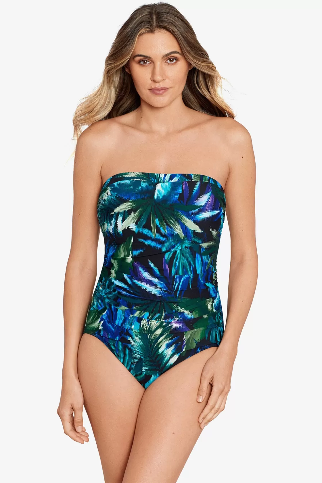 Miraclesuit Tankini Tops^Ussepa Avanti Bandeau Swimsuit Black/Multi