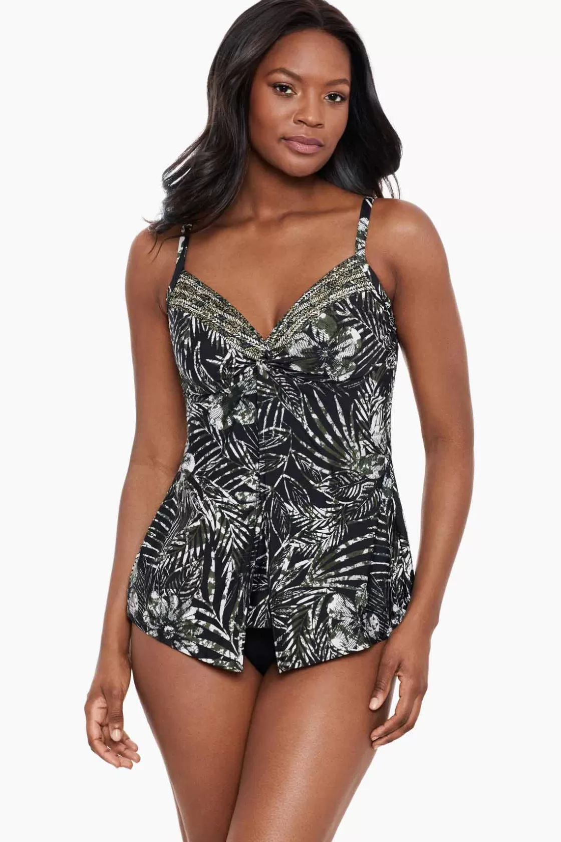 Miraclesuit Swim Dress | One Piece^Zahara Love Knot Tankini Top Black/Multi